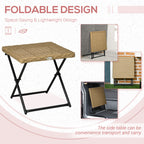 Outsunny Garden Table Folding saving in Rattan Synthetic and Steel, 40x40x40cm, Wicker color - Borgè