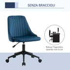 Vicetto swivel ergonomic office chair with adjustable height in velvet - blue - Borgè