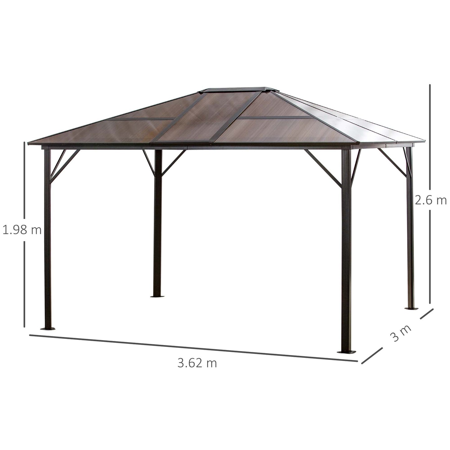 Outsunny Garden Gazebo with canopy Polycarbonate Polycarbonate 50+ - Borgè