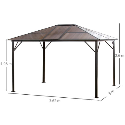 Outsunny Garden Gazebo with canopy Polycarbonate Polycarbonate 50+ - Borgè