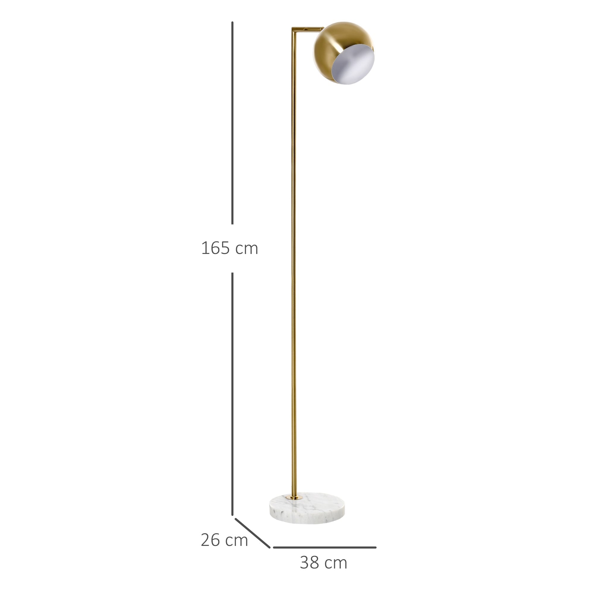 Modern Land Lamp on Round Plan and Adjustable lampshade and Vintage Living Room - Gold - Borgè