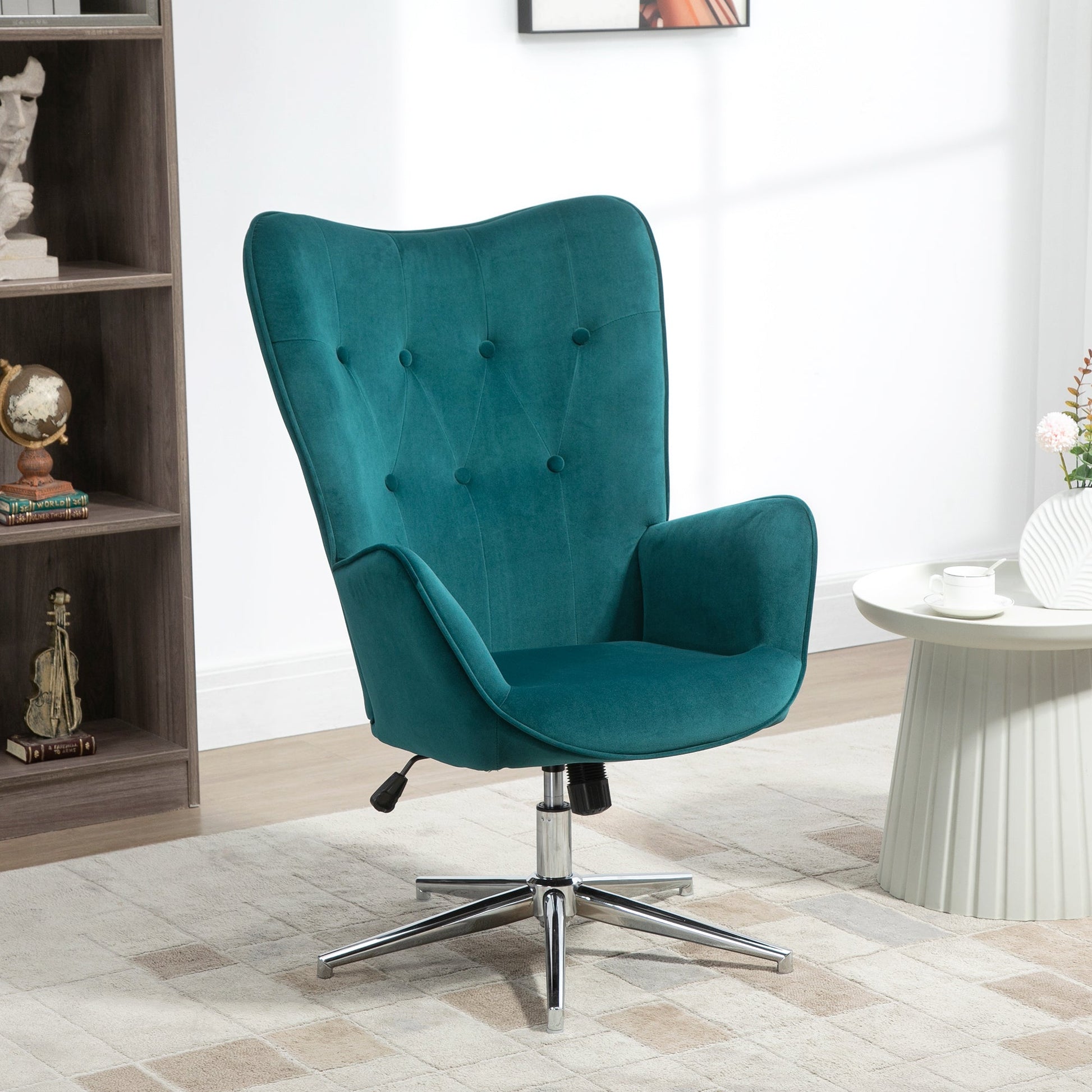 office chair and velvet living room, swivel with armrests and adjustable height, blue - Borgè