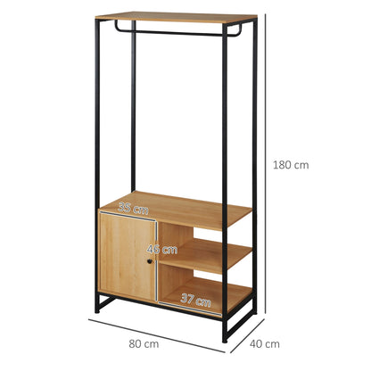 Industrial Style Laundry / Spare Bedroom Clothes Hanger with shoe rack and shelves | 80x40x180cm - Borgè