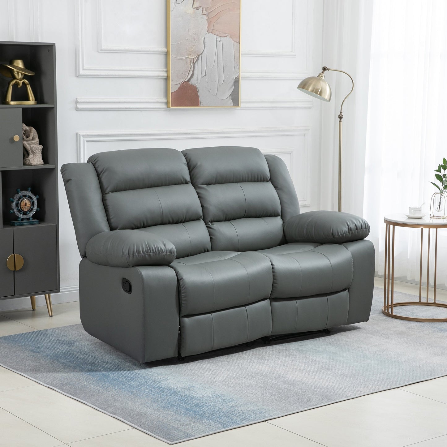 MILLE | Grey 2 Seater Reclining Sofa with padded Cushions | 168x93x102 cm - Borgè