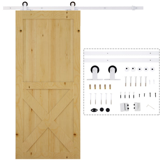 Homcom sliding door kit with 183cm track, wheels and minuetia included, white - Borgè