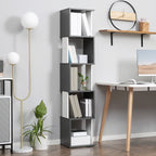 Homonda Modern Library Book Dediced 5 Wooden shelves, 33x28x161cm, Grey and White - Borgè