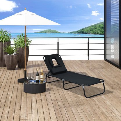 Outsunny sun bed garden bed lecture chair with black front opening - Borgè