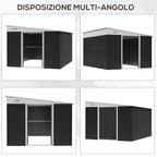 Garden Storage Shed with Sliding Door, Steel, 345x280.5x169-201cm, Black - Borge' Group Limited