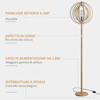 Earth lamp design with lampshade with adjustable rings in wooden bulbs E27 Ñ„38 x 160 cm - Borgè