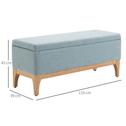 Ottoman Padded Bench Fabric Container with Scandinavian Design, 110x39x45Acm - Light Blue - Borgè