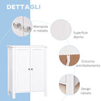 Kleankin Bathroom Cabinet two doors white 60 x 30 x 80cm - Borgè