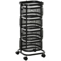 Trolley spouses with 4 baskets, support top and wheels, in steel and pp, 33x33x77 cm - Borgè