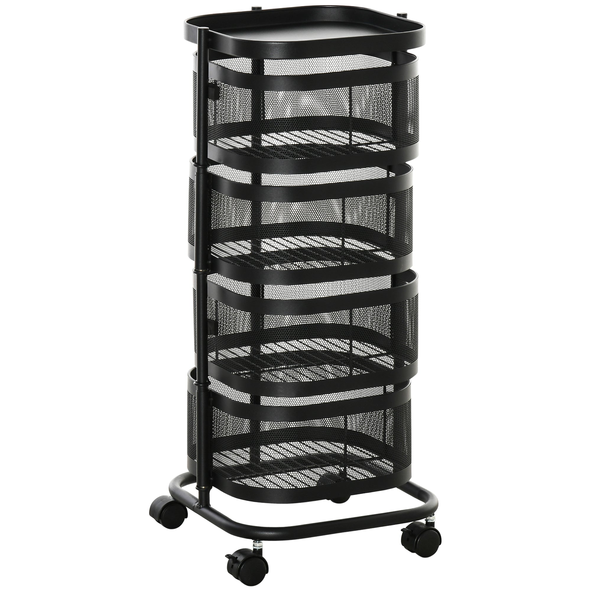 Trolley spouses with 4 baskets, support top and wheels, in steel and pp, 33x33x77 cm - Borgè