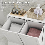 Clothes Cabinet with 2 Wooden Tilt Compartments, 66x33x68cm, White - Borgè