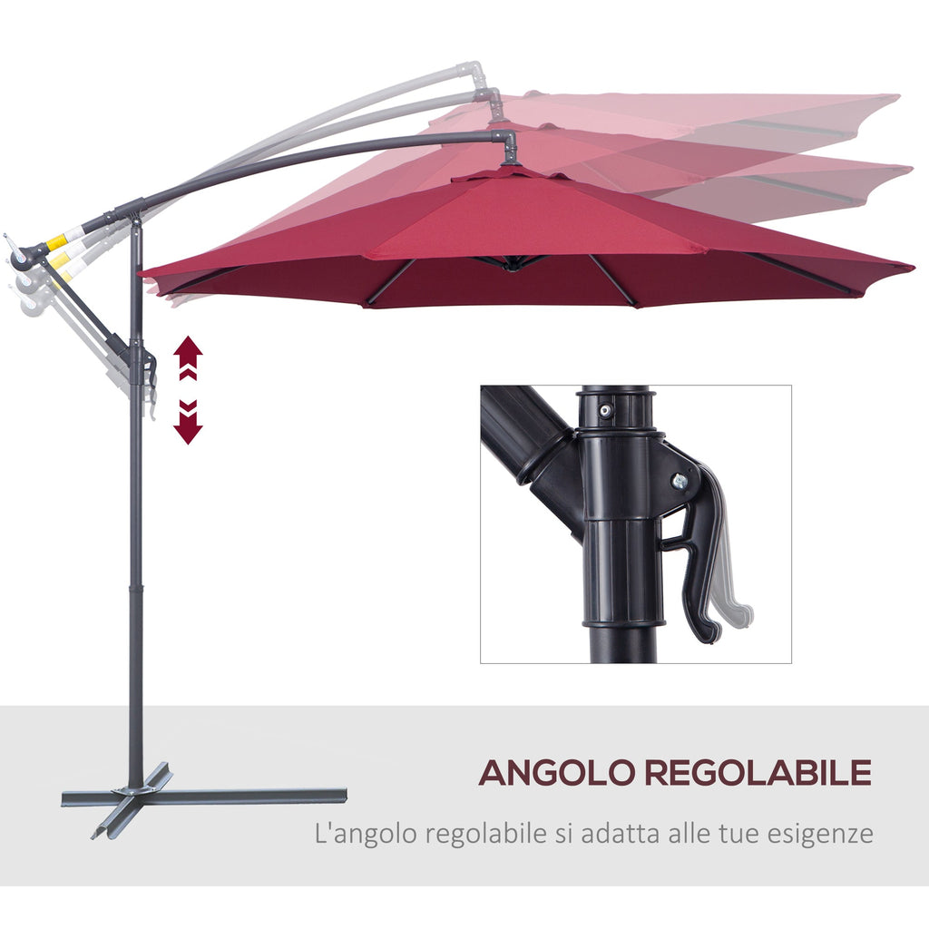 Garden Umbrella 3x2.5 m Tilting Arm with Crank, Dark Red - Borge' Group Limited