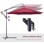 Garden Umbrella 3x2.5 m Tilting Arm with Crank, Dark Red - Borge' Group Limited