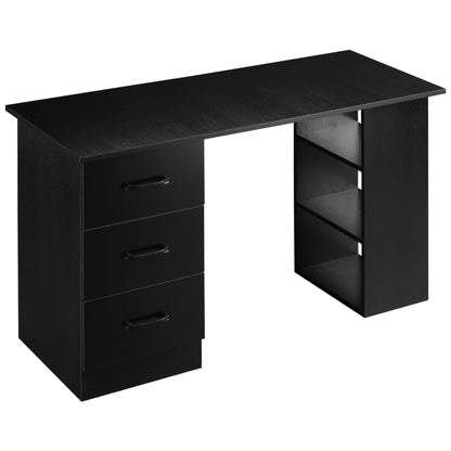 Homcom Modern Wooden desk with 3 drawers and 3 shelves for room and office, 120x49x72cm, black - Borgè