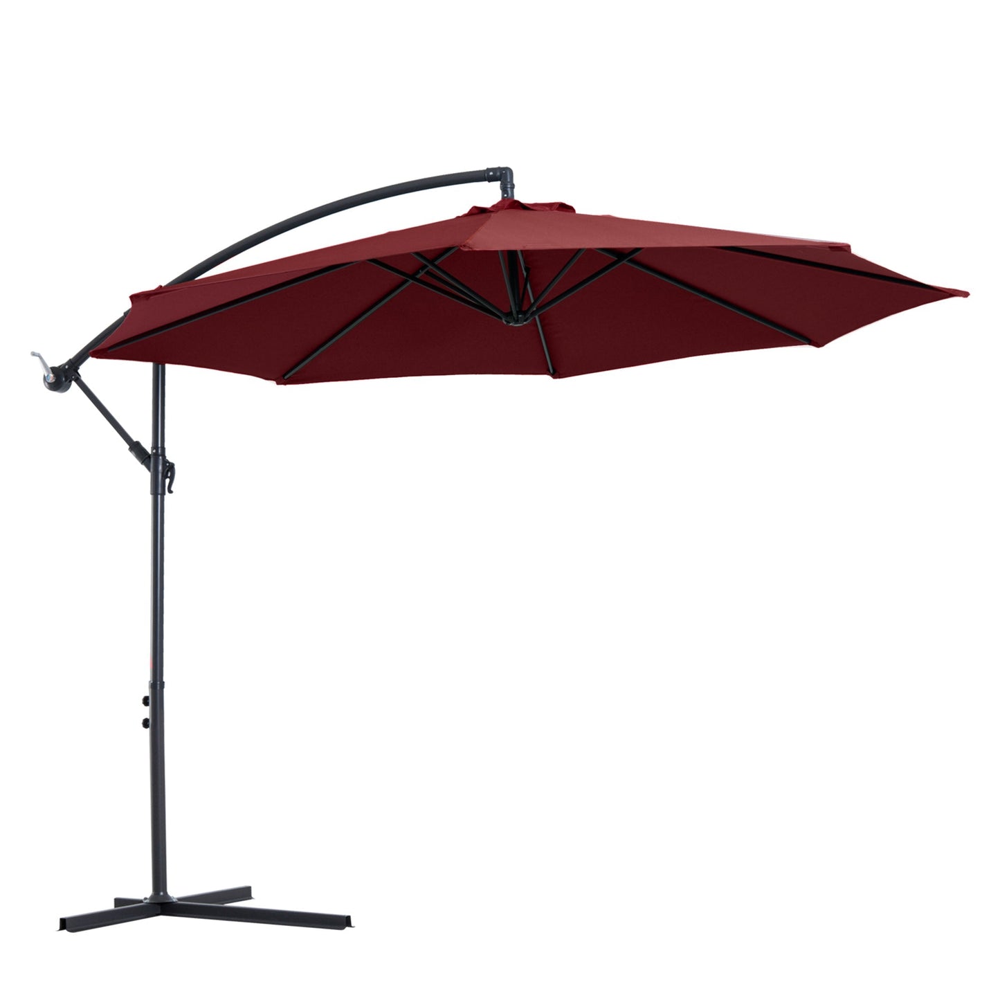 Outsunny exterior umbrella steel structure and anti-UV waterproof polyester φ300x250cm, dark red - Borgè