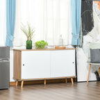 Mobile with adjustable shelves and sliding doors - white oak - Borgè