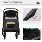 Folding Dog Stroller for Medium Dogs with Zippered Entrances and Mesh Windows, 112x65x100 cm - Borge' Group Limited