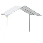 Galvanized Steel Car Awning with Anchoring Kit, 5.95x2.94x2.6m - White - Borge' Group Limited