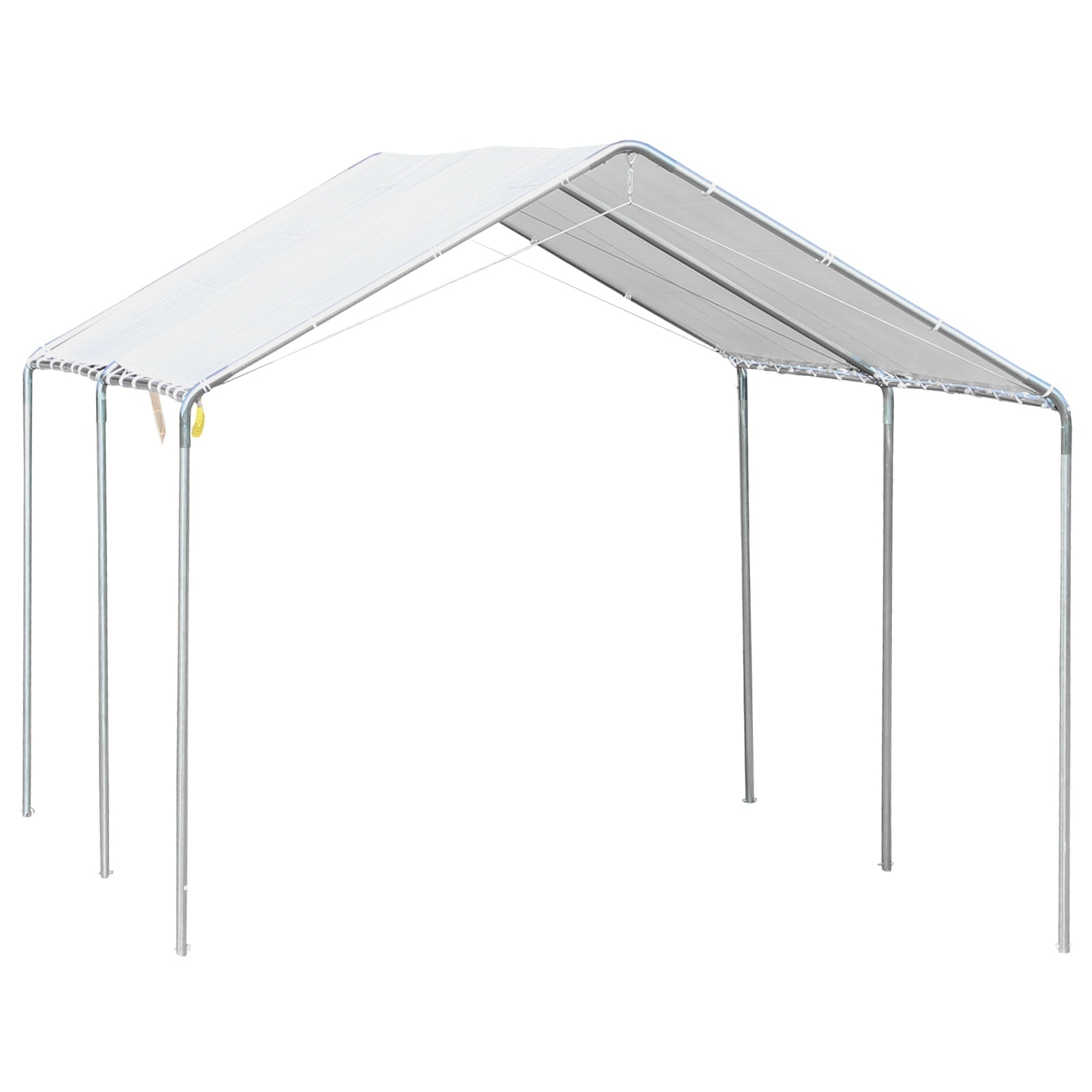 Galvanized Steel Car Awning with Anchoring Kit, 5.95x2.94x2.6m - White - Borge' Group Limited