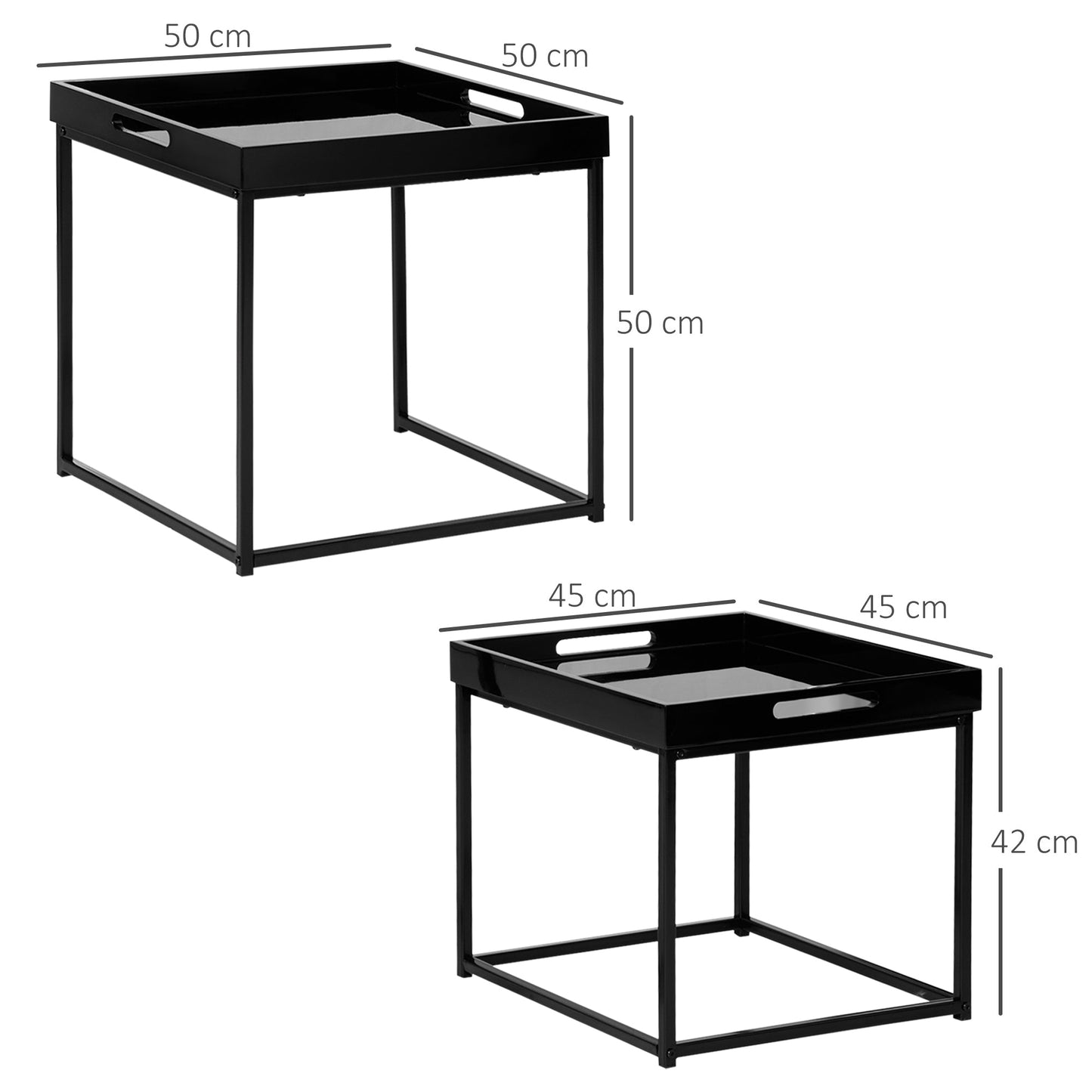 ROSS | Black Set with 2 Coffee Tables - Borgè