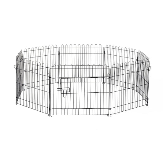 PAWHUT FENCE FOR Cats Dogs Puppies Cage For Animals in Steel φ180 x 61cm Black - Borgè