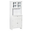 Mobile pantry with 2 cabinets, adjustable shelves and support surfaces, in MDF, 68.6x40x164 cm, white - Borgè