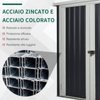 Steel Sheet Garden Shed with Double Door, 147x86x134cm, Black and White - Borge' Group Limited