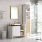 White with Wooden Top Bathroom Vanity | 77 x 45 x 60cm - Borgè