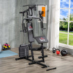 Multifunctional Fitness Station with weights up to 45kg and padded bench, 135x103x210cm - Borge' Group Limited