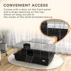 Pawhut cage for 2 doors rabbits with removable tray, in metal and plastic PP, 100x55x41 cm, black and silver - Borgè