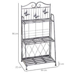 3 Tier Folding Garden Balcony Planter Shelf, Metal, Silver, 44x25x96 cm - Borge' Group Limited