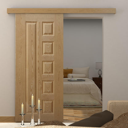 Homcom Binary with Kit of Accessories for Sliding Doors in Rustic Wooden Style - Borgè