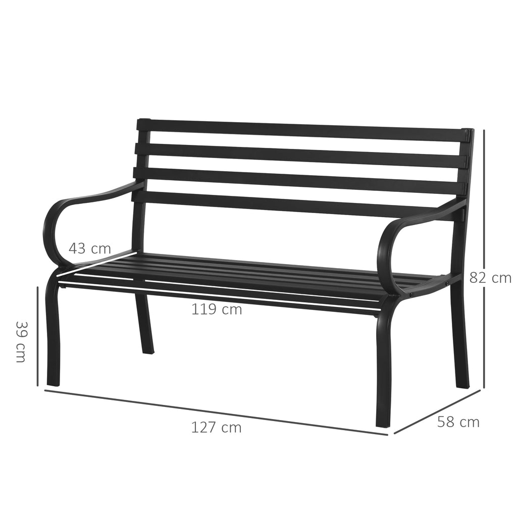 Outsunny garden bench in black metal 127 x 62 x 82cm - Borge' Group Limited