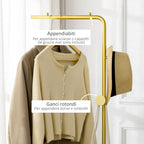 beams with 2 hooks for entrance, bedroom and living room in metal and marble, 35x25x170 cm, gold and black - Borgè