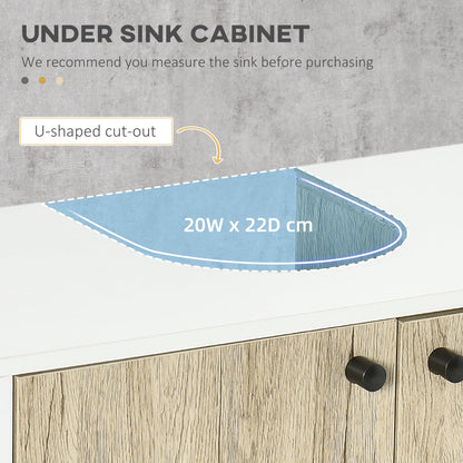 White and Oak Bathroom Sink Vanity | 60x30x60 cm - Borgè