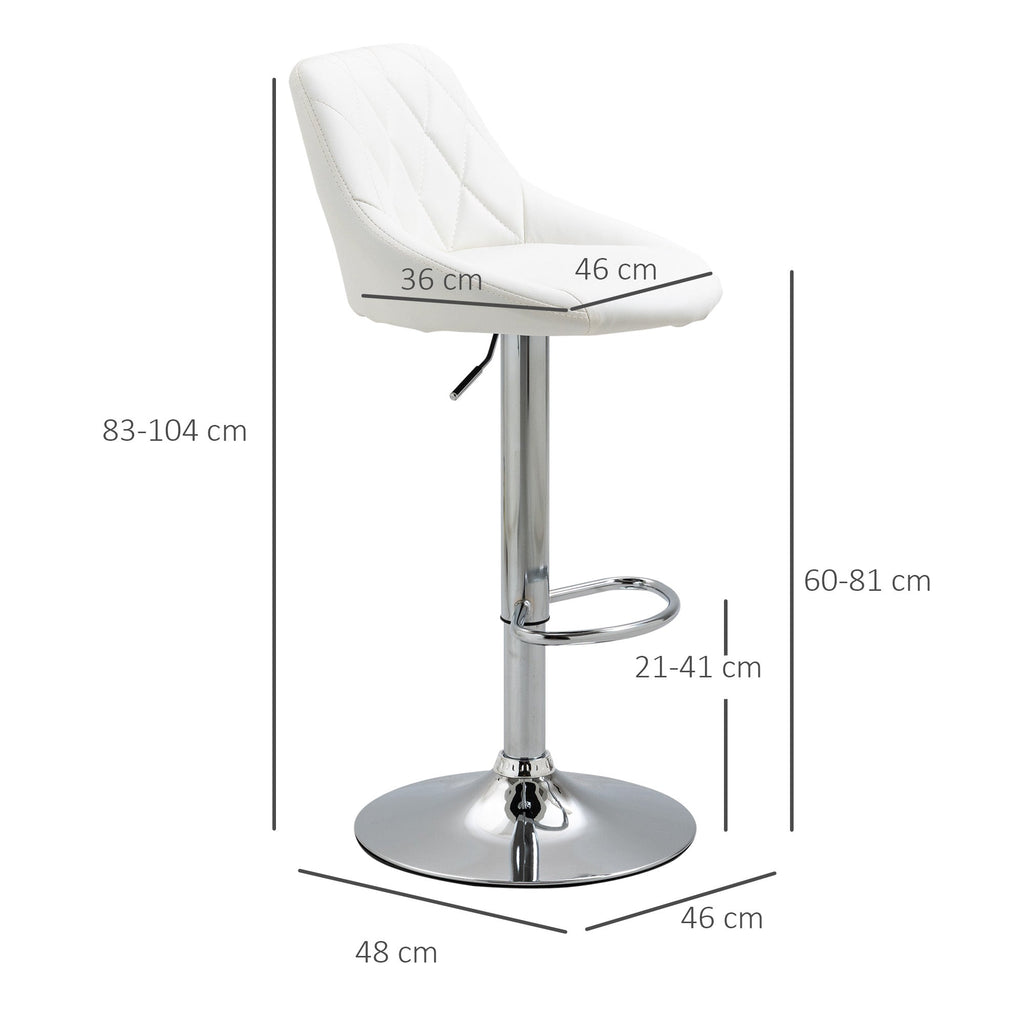 set 2 swivel design bar stools with adjustable height - white - Borgè