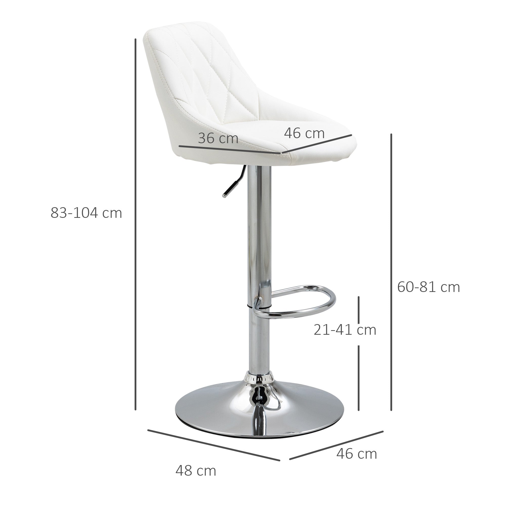 set 2 swivel design bar stools with adjustable height - white - Borgè