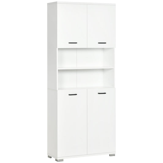 Kleankin Bathroom Cabinet in white chipboard with 2 cabinets with doors and 2 open shelves, 80x33.5x190 cm - Borgè