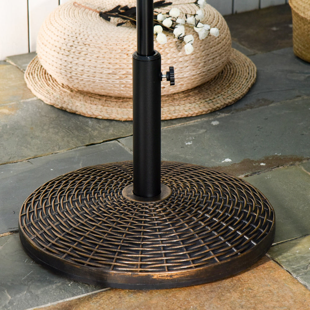 25kg Round Plastic Rattan Effect Umbrella Base for 35mm, 38mm, 48mm Poles - Borge' Group Limited