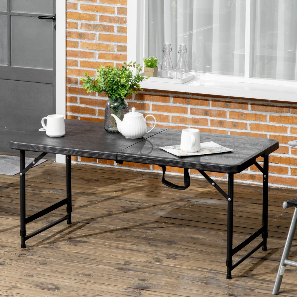 Folding Garden Table for 4 People with Adjustable Height, in Steel and HDPE, 118x60x74 cm - Borge' Group Limited