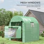 Outsunny tunnel greenhouse for vegetable garden 1.8x1.8x2m in steel and anti UV with roller shown doors and windows, green - Borgè