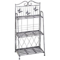 3 Tier Folding Garden Balcony Planter Shelf, Metal, Silver, 44x25x96 cm - Borge' Group Limited