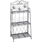 3 Tier Folding Garden Balcony Planter Shelf, Metal, Silver, 44x25x96 cm - Borge' Group Limited