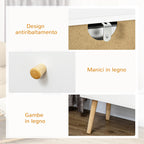 chest of drawers 3 drawers with chipped handles and pine wood for living room and room, 80x30x80 cm, white - Borgè