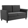 Sofa two places padded with dark Grey linen coating 141 x 70 x 78cm - Borgè