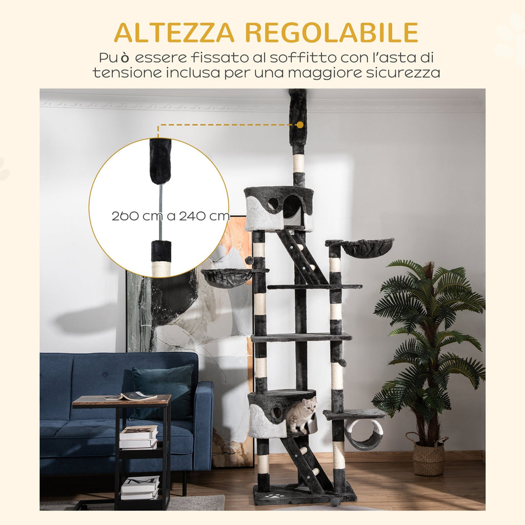 Cat Tree for cats with Scratch Pole for up to 5 Kgs Cat 240-260CM - Borge' Group Limited