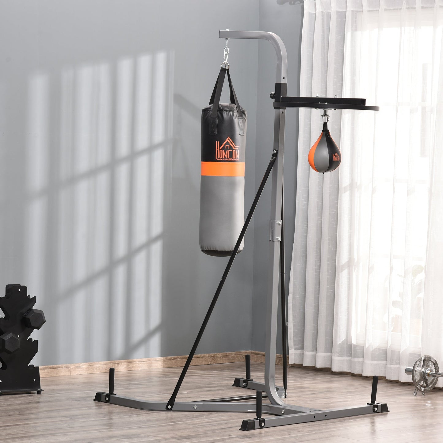 Adjustable Multipurpose Station with 20kg Punching Bag and Punching Ball for Boxing Training - Borgè